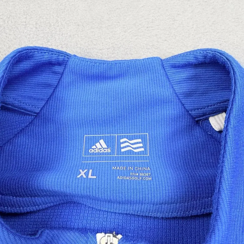 Adidas Golf Pullover Mens XL Blue Quarter Zip Riverglen Logo Performance Top